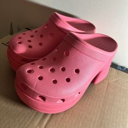 ~Crocs Siren Clogs Heeled Platform Pink Sandals Shoes Barbiecore Women's 8~