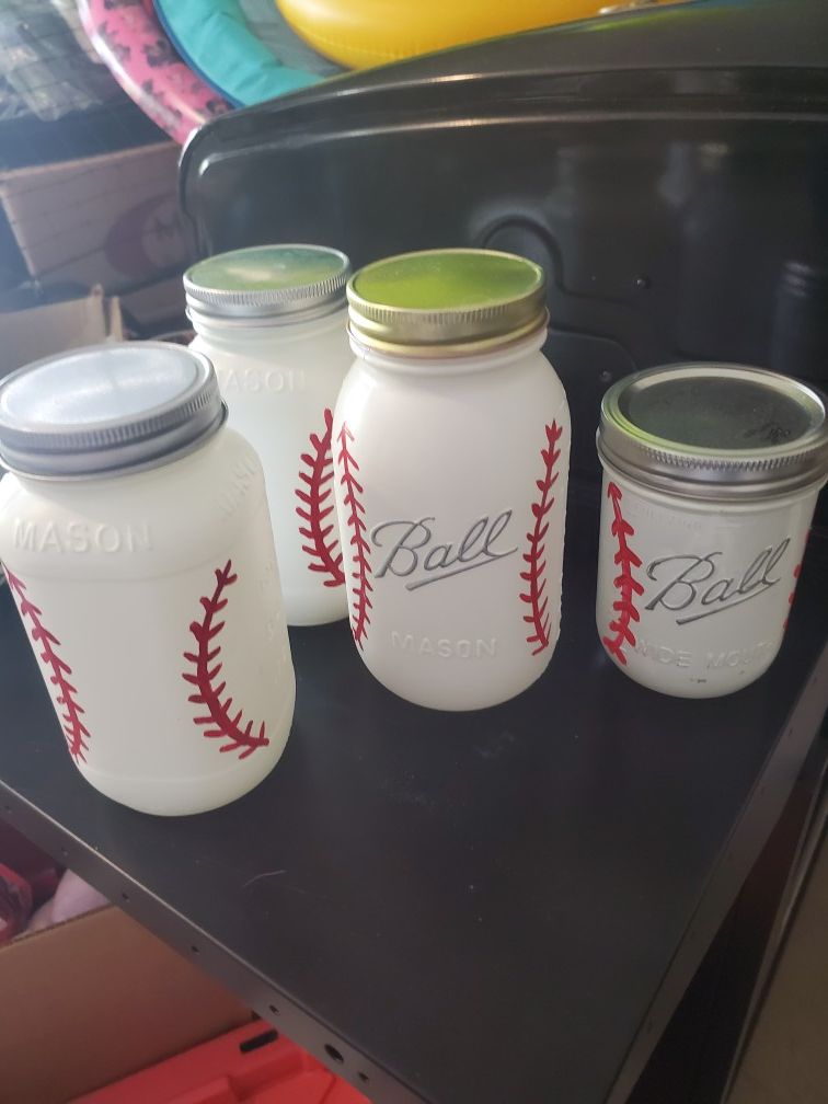 Baseball Mason Jars