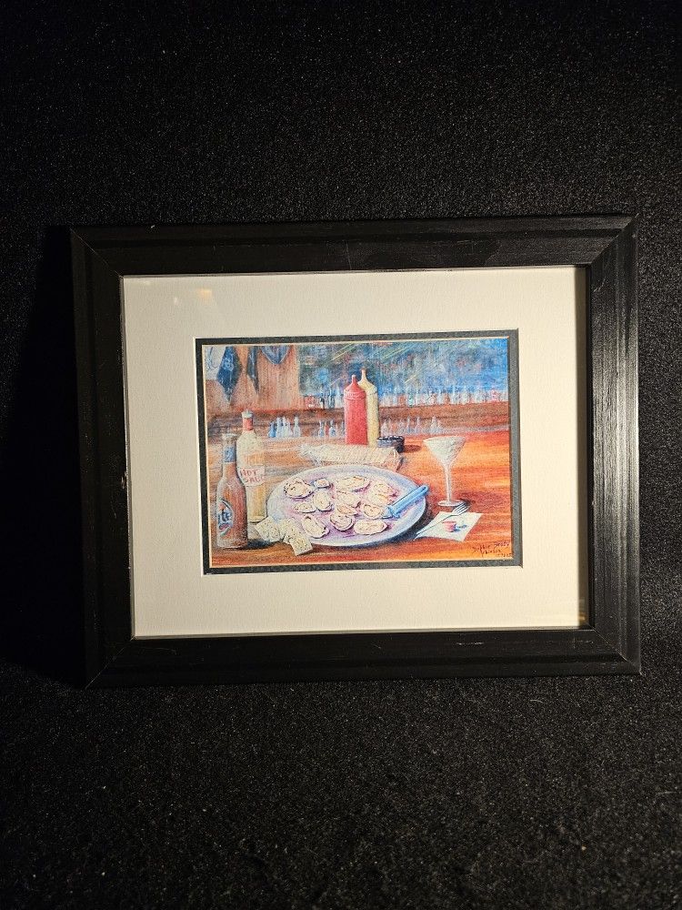 Vintage Fine Art 17"x14" Framed Print by Debbie Brady Robinson "Still Life With Oysters" (c) 2005
