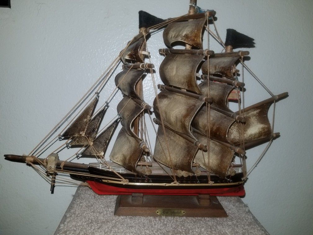 Vintage Nautical Red Jacket 1853 Wooden Replica Ship