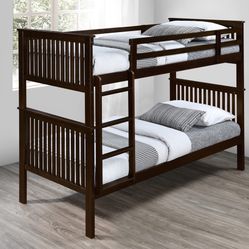 Benji Twin/Twin Bunk Bed Espresso Or White - Delivery And Financing Available 