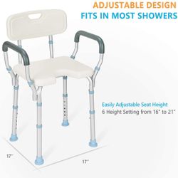 Oasis Space Aluminum Bath Chair With Backrest and Handel - F125