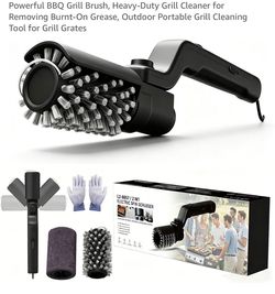 Electric BBQ Grill Brush 2-in-1 Spin Scrubber