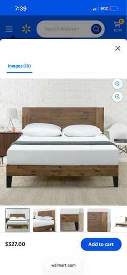 Zinus King Solid Wood Platform Bed Frame with Headboard