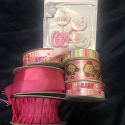 3 It’s A Girl Shower Favors And Baby Girl/pink Ribbons 
