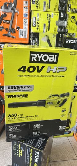 Ryobi 40v 650 Cfm blower with battery and charger