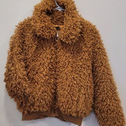 Wild Fable Womens Jacket Medium Faux Fur Brown Coat Full Zip 
