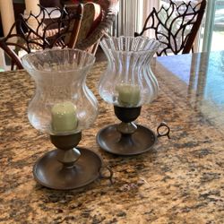 Vintage Hurricane Lamps Solid Brass (with Candles )