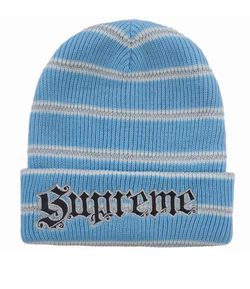 Supreme Metallic stripe beanie Blue
