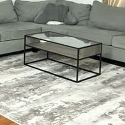 Safdie Glass Top Coffee Table | Black Metal | 1 Shelf | Like New