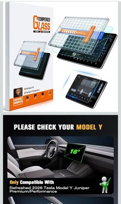 Tesla Model Y 2025 2026 Juniper& 2024- 2026 Model 3 Highland Matte Screen Protector