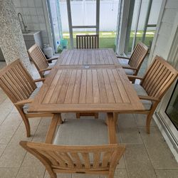 7 Piece Teak Outdoor Dining Table And Chairs