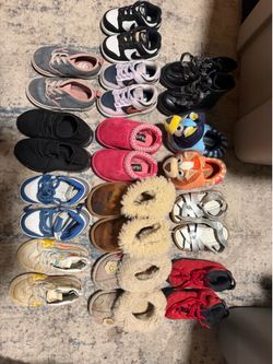 13 pairs of girls shoes size 6c