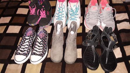 Grey nikes size 8 .2 pairs of fila both size 8 1 pair of converse size 5 boots piper size 12. new black Gianni bini size 8