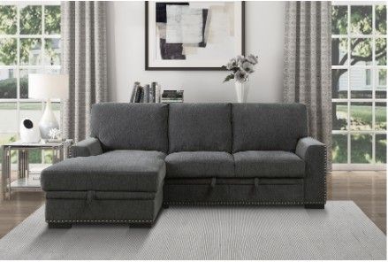 2 piece fabric sectional with sleeper and storage