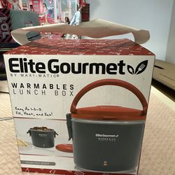 New Elite Gourmet EFW-6080R Warmables Lunch Box Electric Food Warmer with Stainless Steel Pot, 32 Ounce, Grey Red