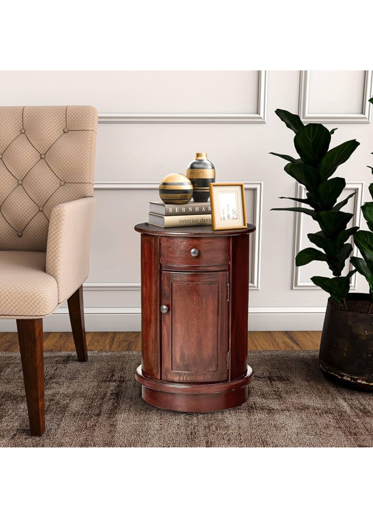 Decor Therapy Keaton Round End Table Vintage Cherry 26" x 17.75"