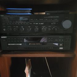 Stereo Cabinet, Receiver and CD Player