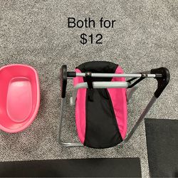 Doll swing and bath tub