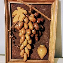 Vintage Armenia Armenian art work Wooden Grapes Wall Decor Carved Home Decor, Gift  Wall Souvenir Decoration,Wood 8 in by 6 in
