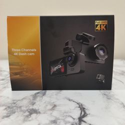 Dash Cam Three Channels Full UHD 4K 170 Degrees Wide Angle Loop Recording