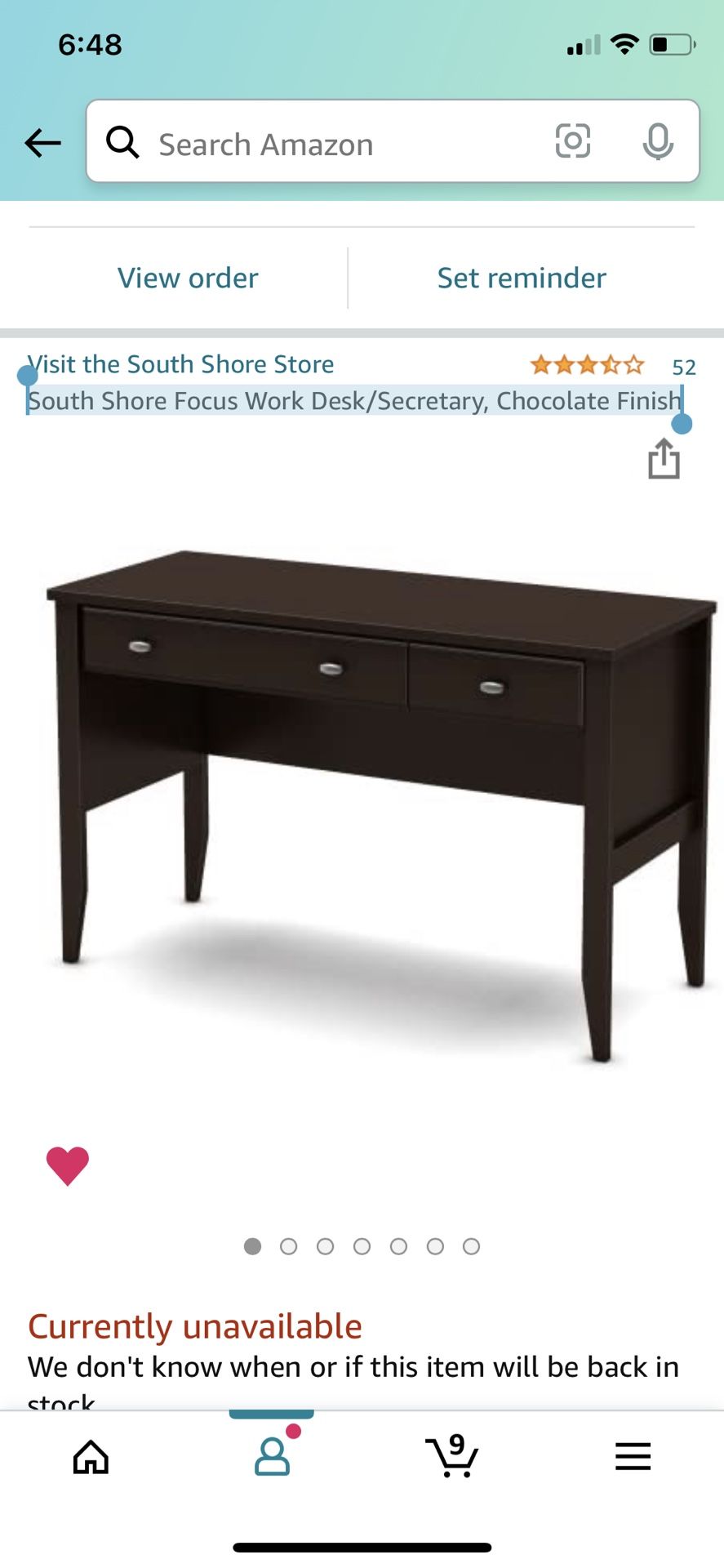 South Shore Focus Work Desk/Secretary, Chocolate Finish