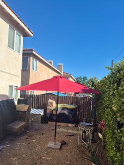 7.5" ft market umbrella patio color: red base not included