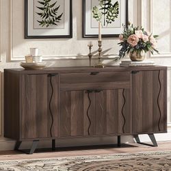 Dark walnut side storage cabinet