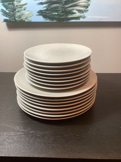 8 Dinner Plates 10”, 8 salad plates 8”, IKEA Design Ceramic Dishwasher Safe Microwave Safe