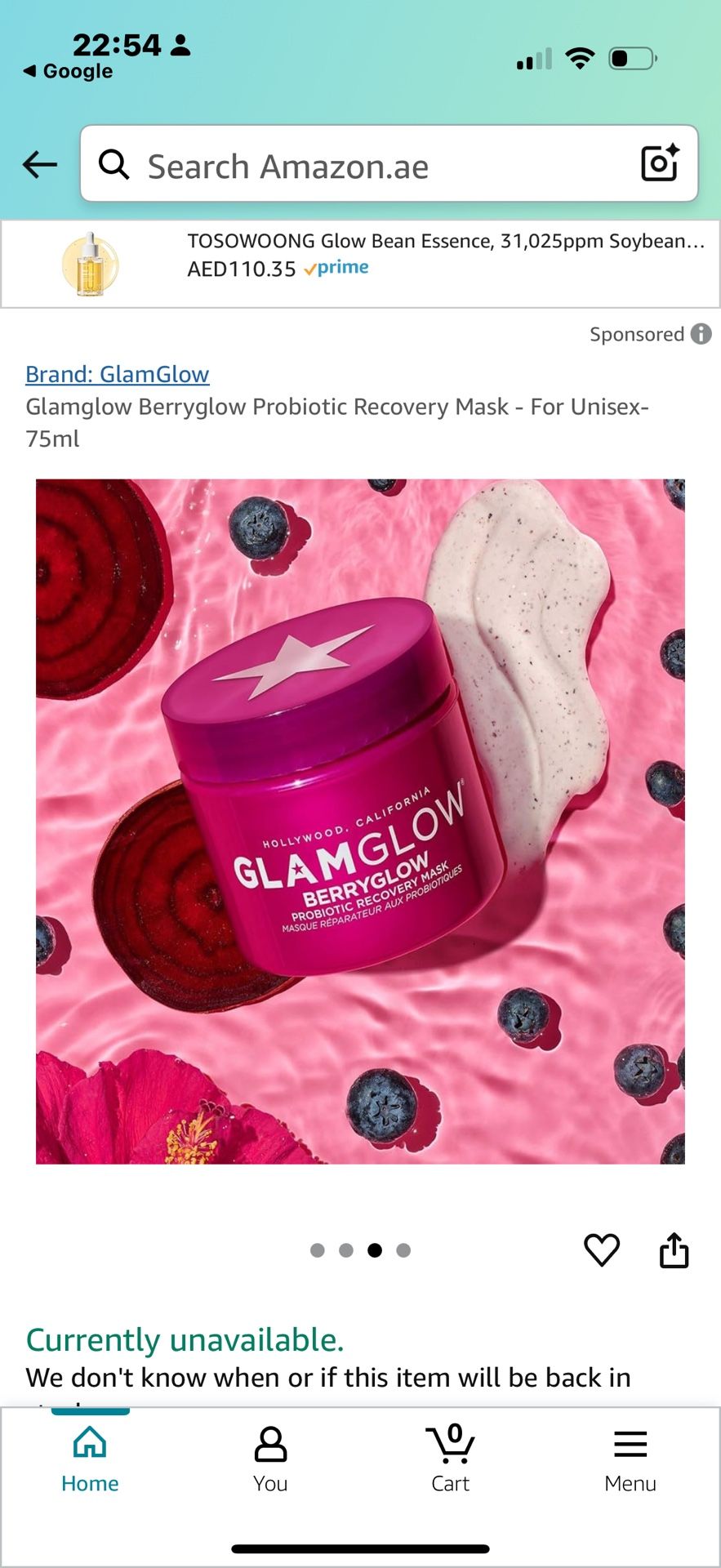 Glamglow Berryglow Probiotic Recovery Mask Berries Beetroot Hibiscus Unisex New