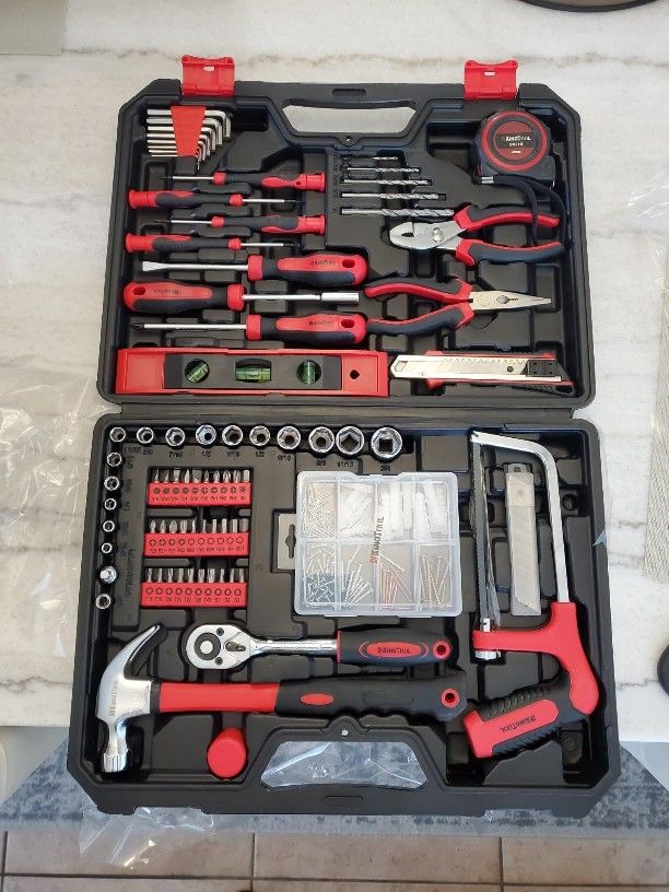 Red tool set, home repair set, brand new
