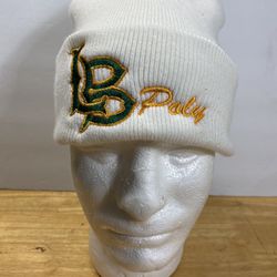 LB Long Beach California Poly High School Jackrabbit White Knit Beanie Hat Cap