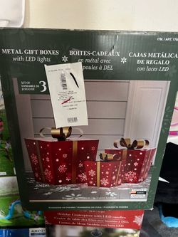 Metal Gift Boxes with LED Lights - Set of 3