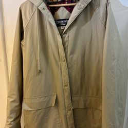 VTG Chromatics Rain Coat Nylon Floral Lining Hooded Drawstring By Totes Womens S