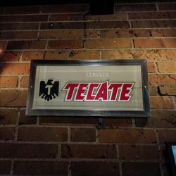 Vintage Tecate Cerveza Bar Mirror - Framed Man Cave Decor