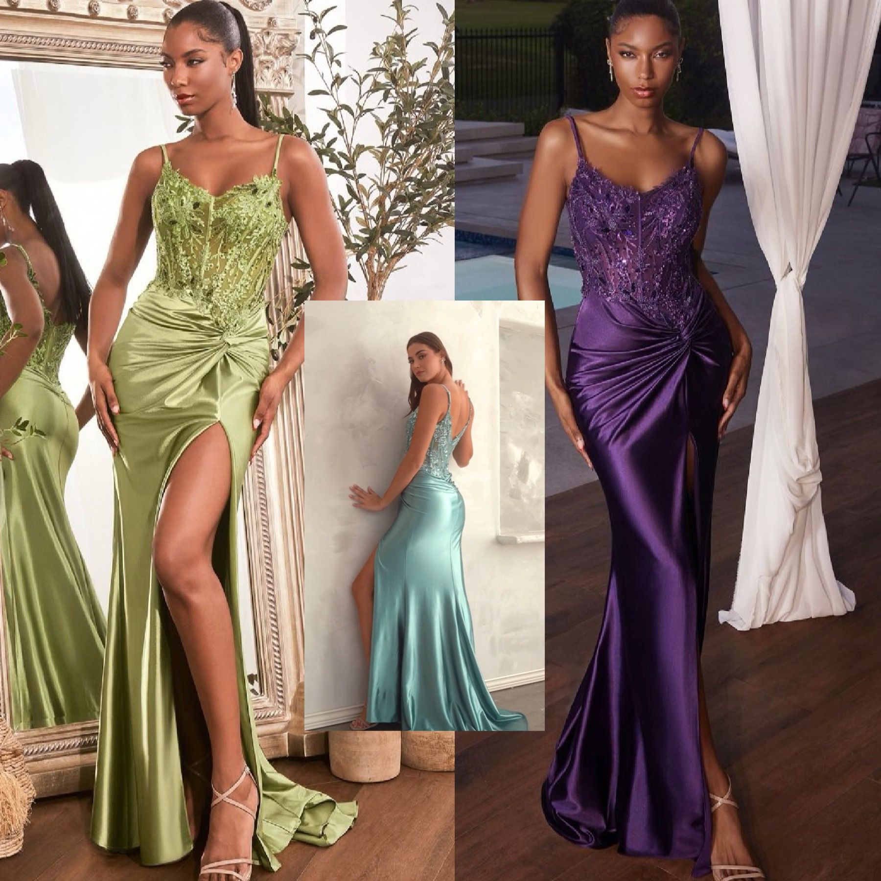 New With Tags Fitted Satin Embellished Bodice Long Formal Dress & Prom Dress $199