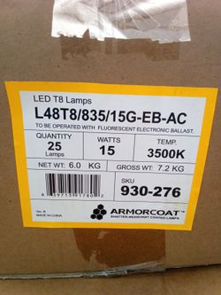 Armorcoat T8 Led Lamps 25 Per Case