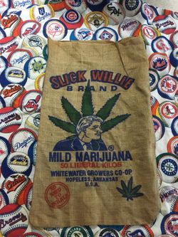 Vintage bill Clinton weed smoking chronic burlap sack bag