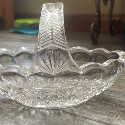 Oval clear crystal glass candy dish