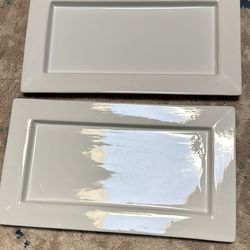SIMPLE DINING 2-pcs White Glazed Porcelain Rectangular Serving Platters