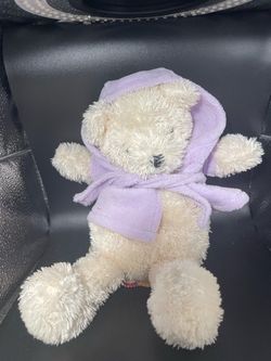 Microwave/Heatable Aromatherapy Teddy Bear Wearing Purple Hooded Robe Plush 12”