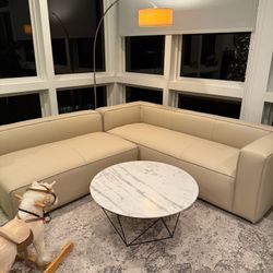 Ivory Leather Sectional - Delivery Available