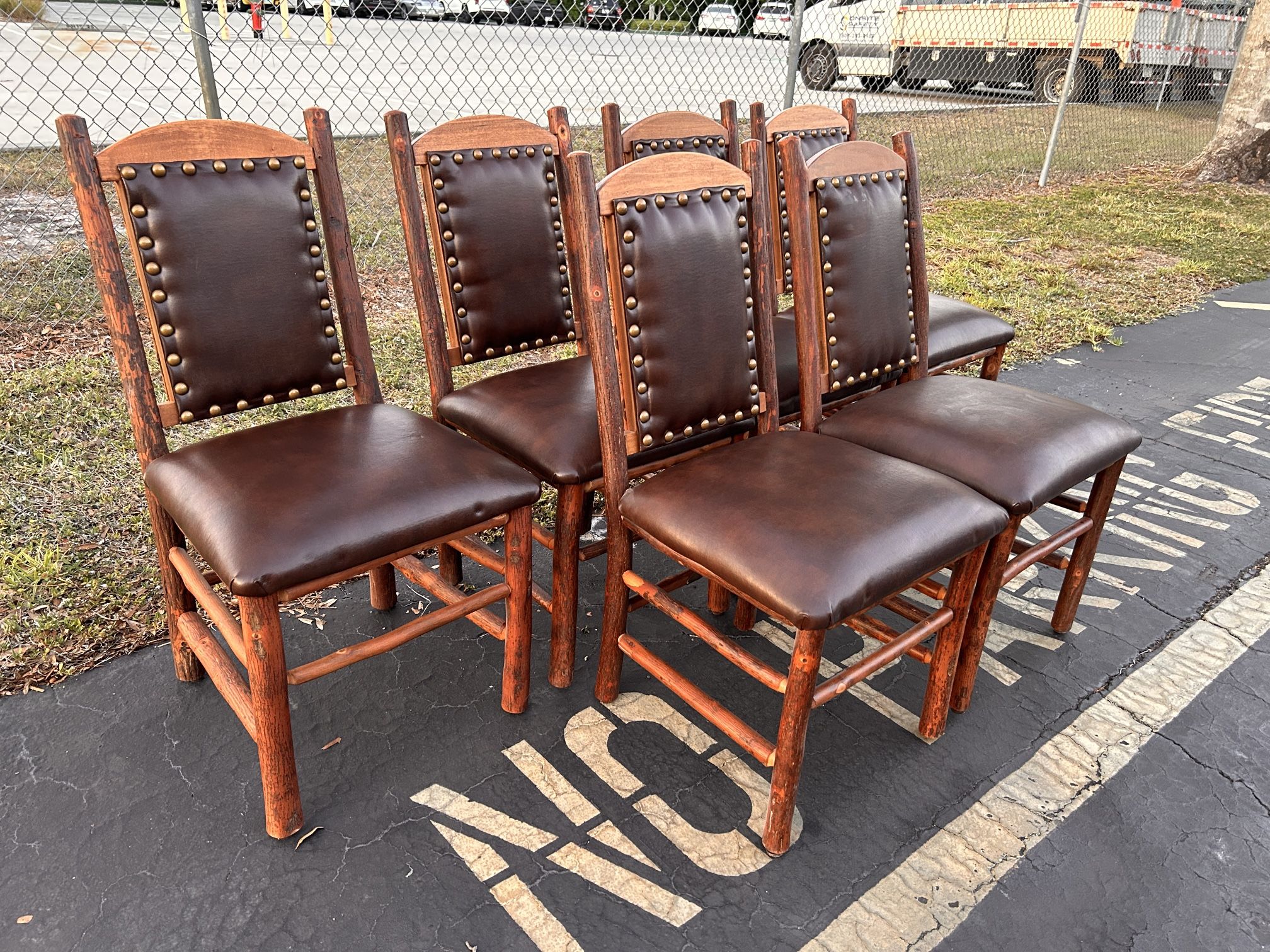 $900 for (6) NEW Old Hickory Furniture Rocky Mountain/Log Cabin High Back Chairs