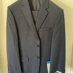 Jos. A. Bank Brrr° Tailored Fit Suit 40R / 34W – Blue Windowpane 70% Wool