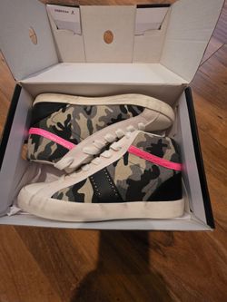 Nine West Camo High-Top Sneakers with Pink Stripe