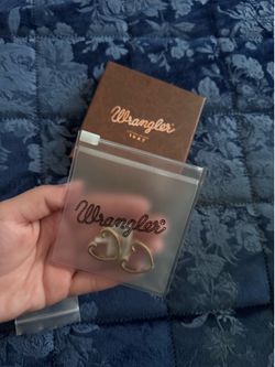 Wrangler Cow Print Open Heart Shape Earrings