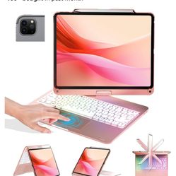 BABG iPad Pro 12.9 Case with Keyboard and Touchpad,Compatible with iPad Pro 12.9-inch 6th/5th /4th/3rd Gen,360° Rotatable,Rainbow Backlits,Wireless,Pe