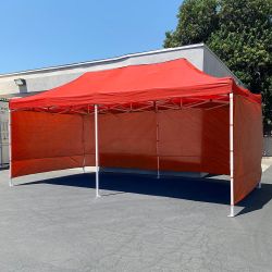 New $225 Heavy-Duty Black 10x20 FT Canopy with (4 Sidewalls) Ez Pop Up Outdoor Party Tent w/ Carry Bag