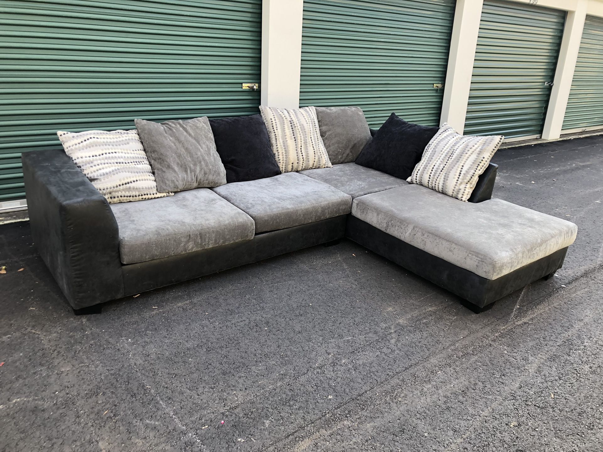 Grey And Black Sectional Sofa Set