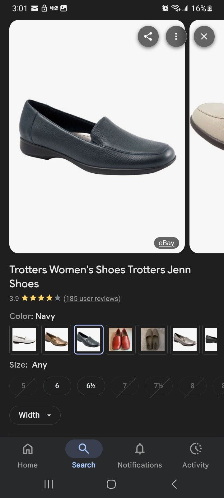 Ladies Loafers Navy. Size 9.5